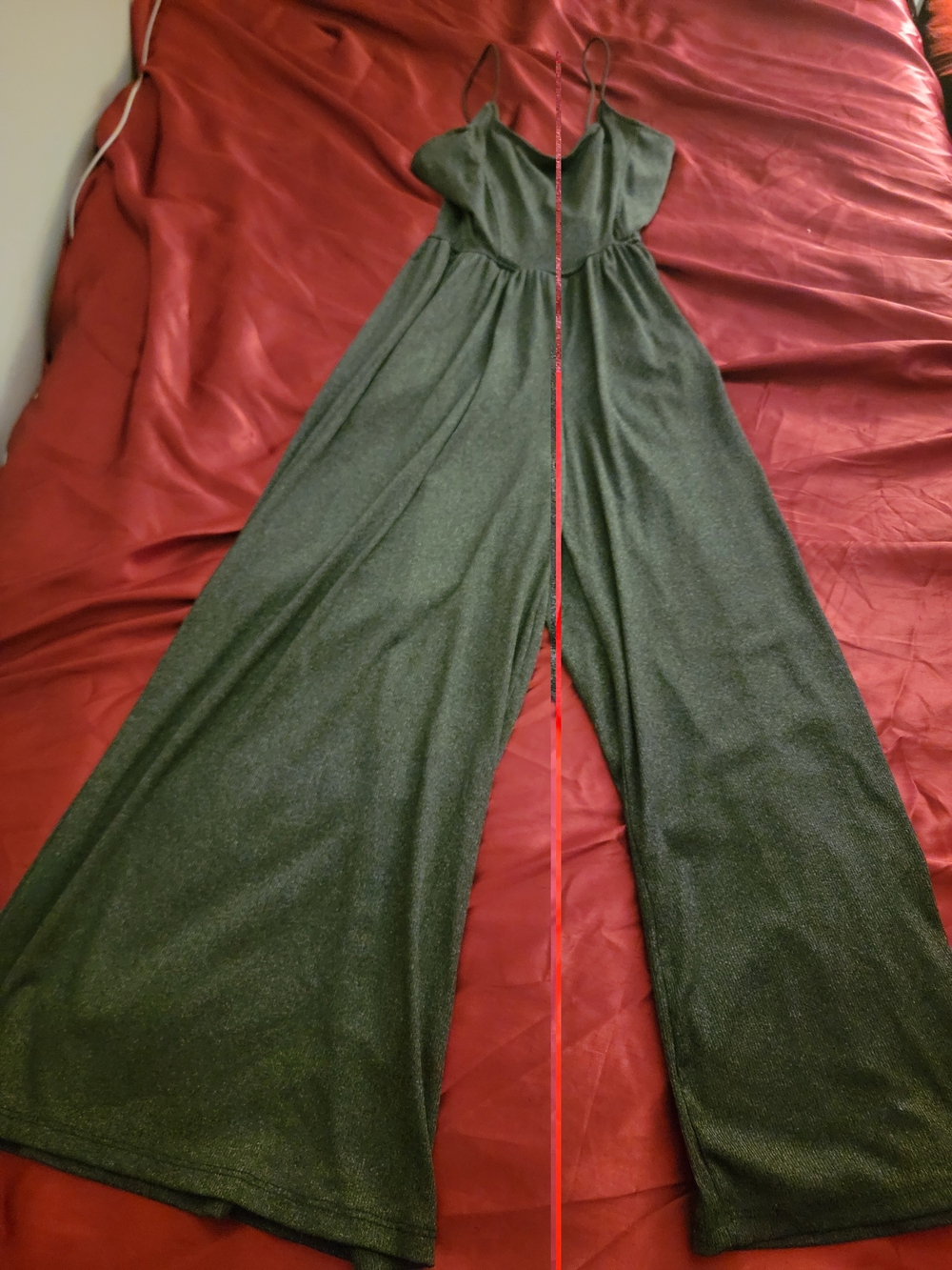 Wide-Leg Jumpsuit with Spaghetti Straps in Dark Green